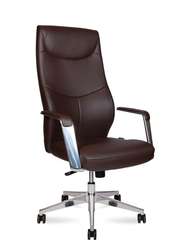 Кресло офисное Норден / Гарвард / Harvard  / алюминиевая  база  /  коричневая экокожа