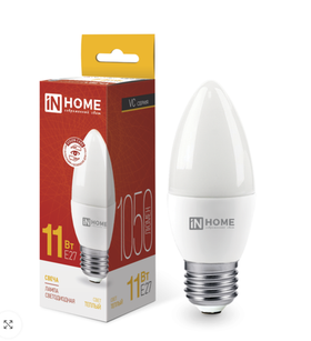 Лампа LED Свеча 11W E27 3000K(230В 820Лм) IN HOME Теплый свет LED-СВЕЧА-VC 016.5064