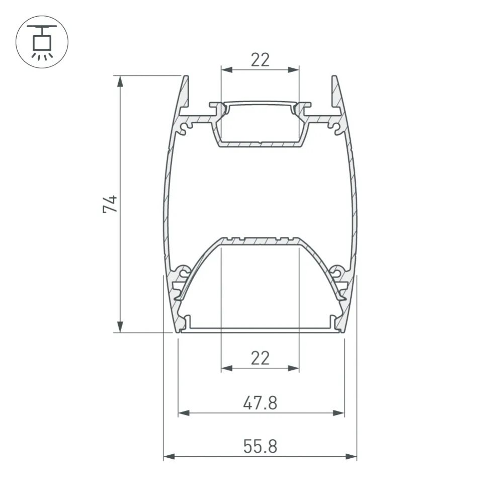 Профиль ARH-LINE-4874-DUAL-2000 ANOD (Arlight, Алюминий) 036345