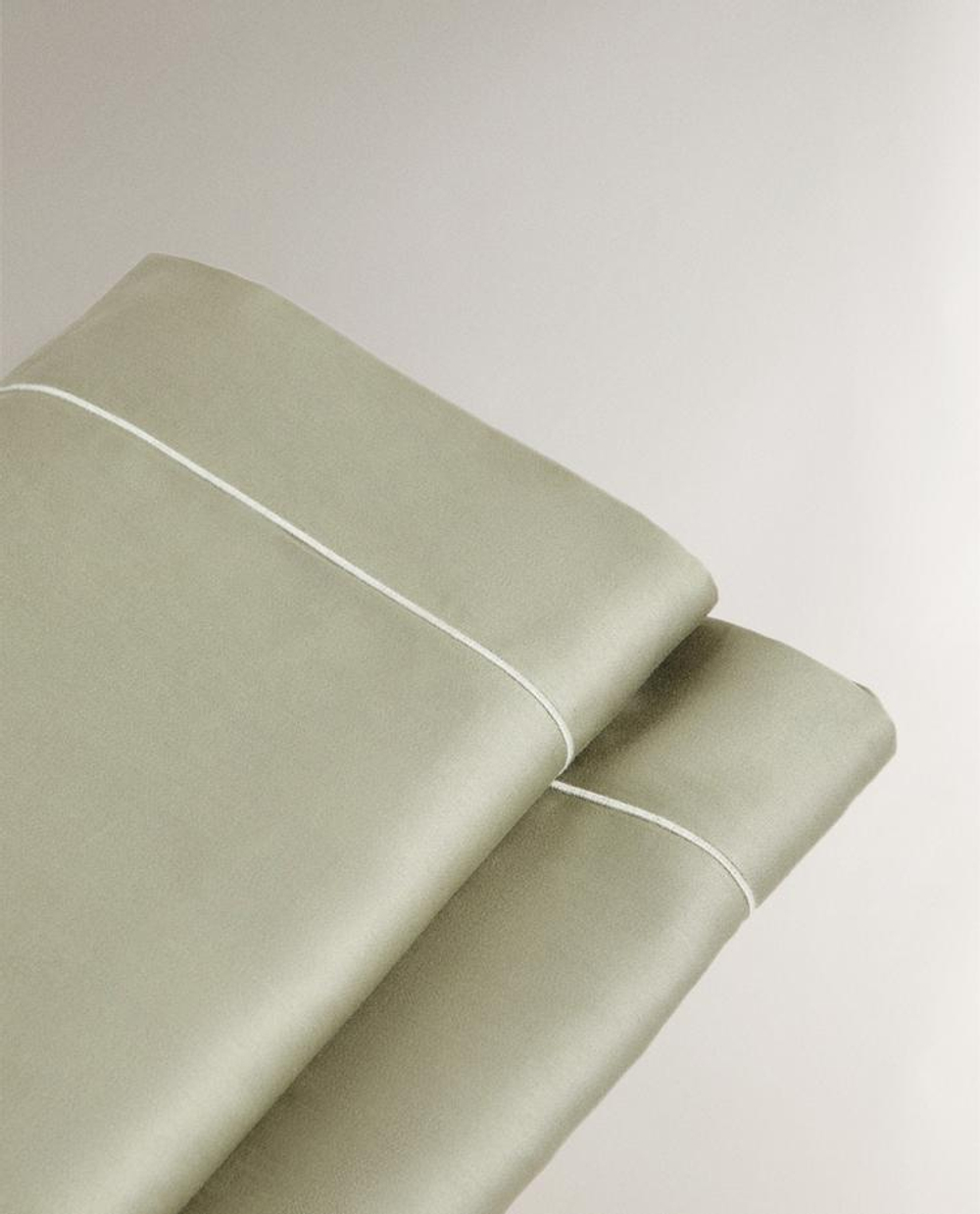 ZARA HOME (300 НИТЕЙ) ПРОСТЫНЯ ИЗ ХЛОПКА, СВЕТЛО-ЗЕЛЕНЫЙ