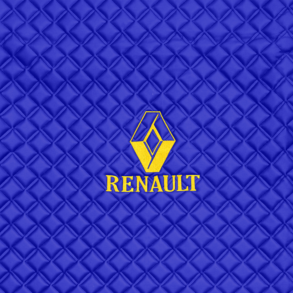 Ковры RENAULT T (автомат) (экокожа, синий, синий кант, желтая вышивка)