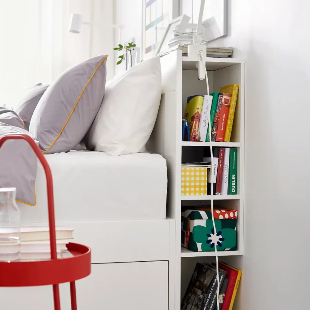 Каркас кровати с ящиками - IKEA BRIMNES/LÖNSET/LONSET, 160х200 см, белый, БРИМНЭС/БРИМНЕС/ЛОНСЕТ ИКЕА