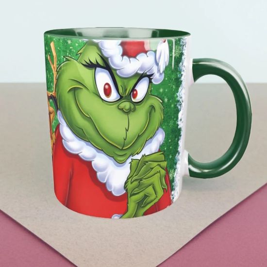 Кружка керамическая объем 330мл, Гринч против В каждой семье есть такой, (красная)