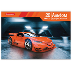 Альбом для рисования А4 20 л. скоба обложка картон BRAUBERG 202х285 мм "Автомир" (2 вида) (24 штуки в упаковке)