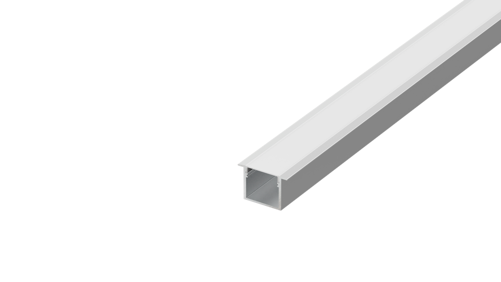 Встраиваемый алюминиевый профиль,  30х20, 5х2000мм. В комплекте матовый экран,  4 торцевые заглушки,  4 крепежа,  белый RAL9003