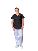 Блуза медицинская женская Доктор стиль ЛУ 1230 Aльфа , белый-зеленый, 40