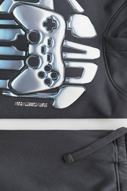 H&M Комплект из толстовки с капюшоном и брюк-джоггеров, темно-серый