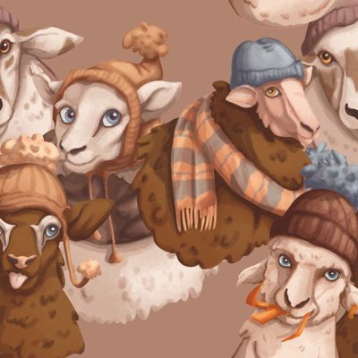 Беспредельное овечье (Светлое какао фон)
