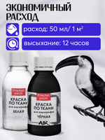 Комбо красок для аэрографа по ткани (белая+черная) 2х50 мл