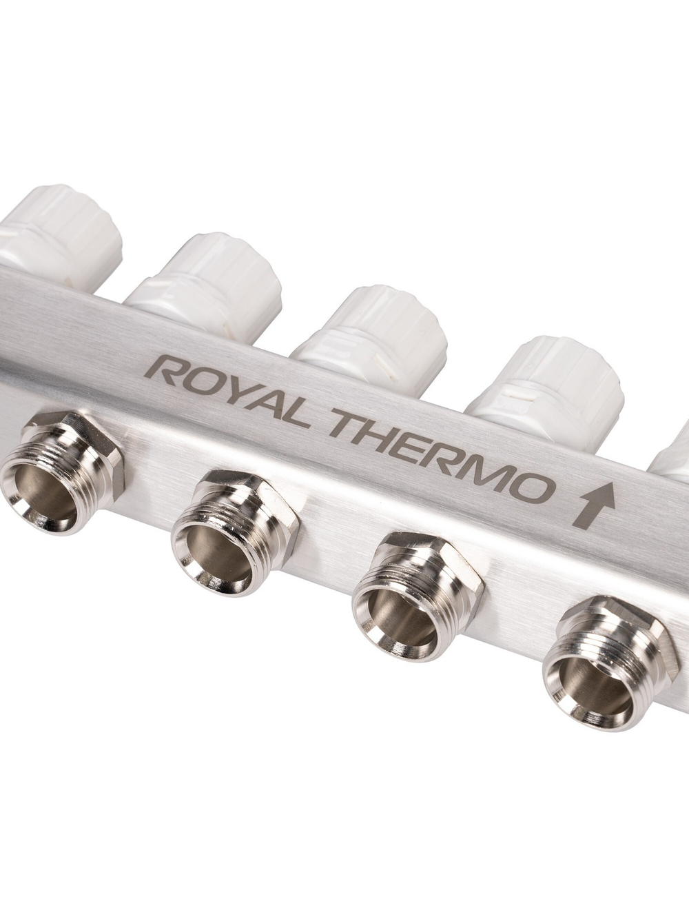 Коллектор Royal Thermo нерж. в сборе универсальный 1" ВР-3/4" НР с автомат. воздухоотвод-ми 6 вых.