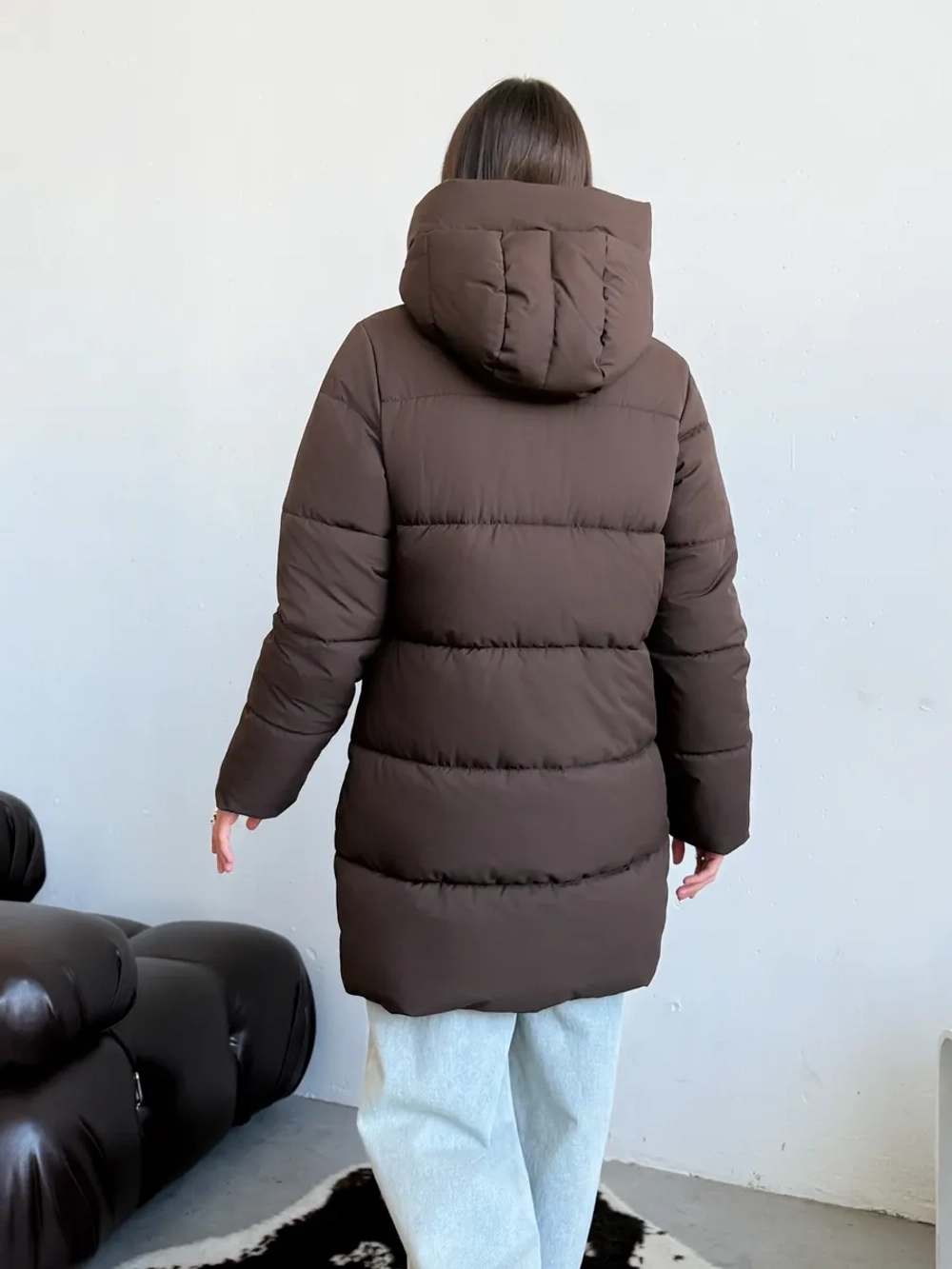 Куртка зимняя удлиненная с капюшоном