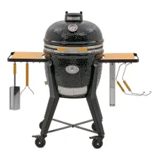 Керамический угольный гриль Monolith Two.55, 43 см, с ножками и столиками, чёрный