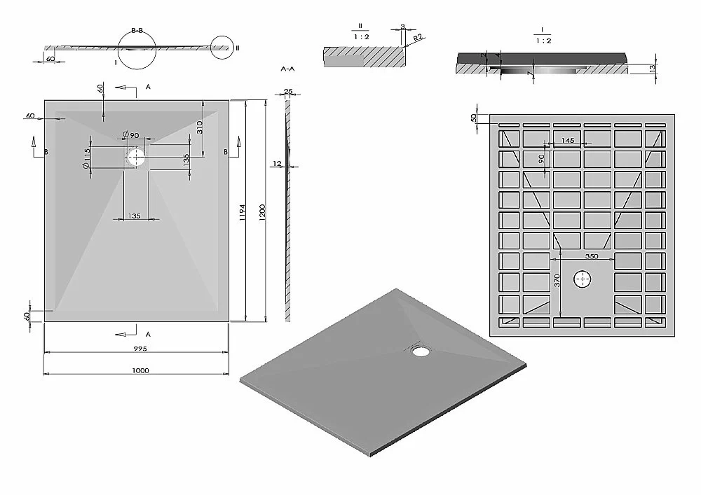 Душевой поддон Vincea VST-4SR1012G 120x100 серый