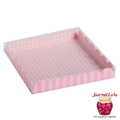 Упаковка для печенья и пряников с PVC-крышкой "8 марта", 21*21*3 см