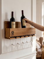 Винная полка Вермонт из дуба, 50х22х12, органайзер для бокалов и бутылок, MAKOSA