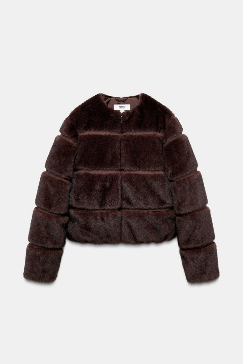 ZARA КУРТКА С ВОРОТНИКОМ-СТОЙКОЙ, КОИЧНЕВЫЙ