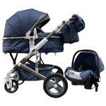Детская коляска-трансформер 3 в 1 Luxmom 518 с автолюлькой, синий цвет