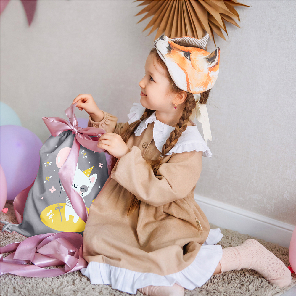 Мешок в садик 33х40, Котик (серый)