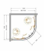 Душевой уголок Cezares Relax 100x100 RELAX-304-R-2-100-C-GM стекло прозрачное/профиль матовая оружейная сталь