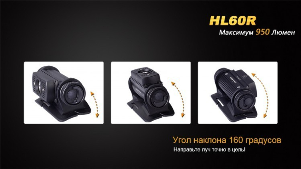 Фонарь светодиодный налобный Fenix HL60R Cree XM-L2 U2, 950 лм, аккумулятор*