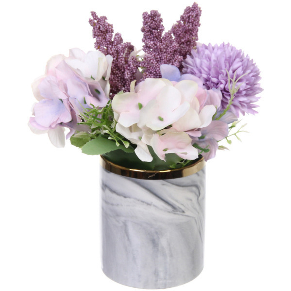 Цветочная композиция «Шарм» сиреневый 15*21см в керамическом горшке HL-13