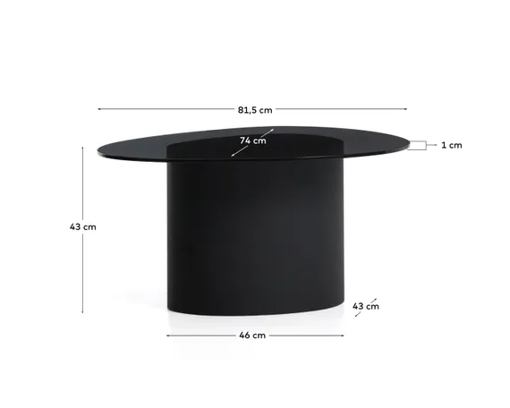 Приставной столик Olir из черной стали и закаленного стекла, 82 x 74 см