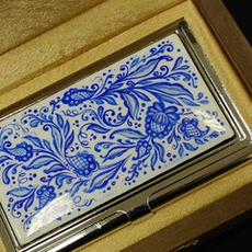 Визитница "Гжельские мотивы" (роспись Палех)