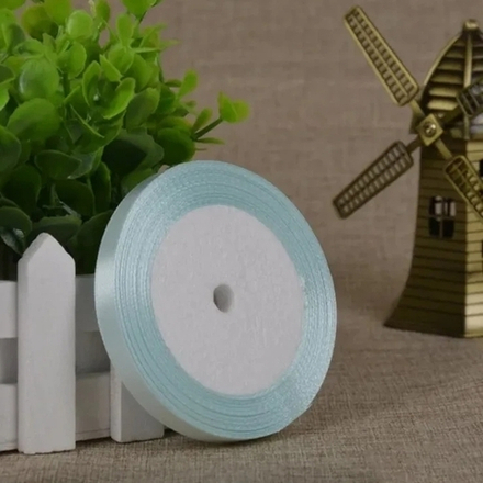 Лента атласная 12 мм 23 м, нежно-голубая