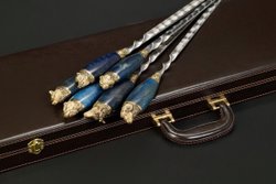 Подарочный набор шампуров в кейсе "Презент 4" голубая карельская береза