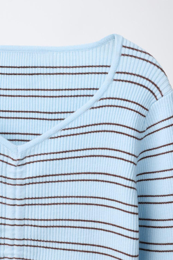 ZARA СВИТЕР В РУБЧИК СО СБОРКАМИ, ПОЛОСКИ