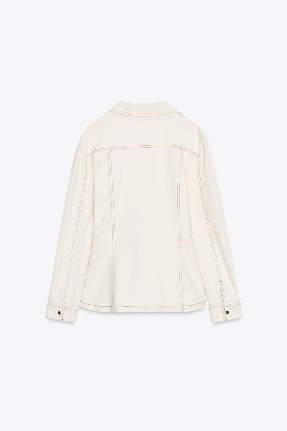 ZARA ПРИТАЛЕННАЯ ДЖИНСОВАЯ РУБАШКА, ЭКРЮ