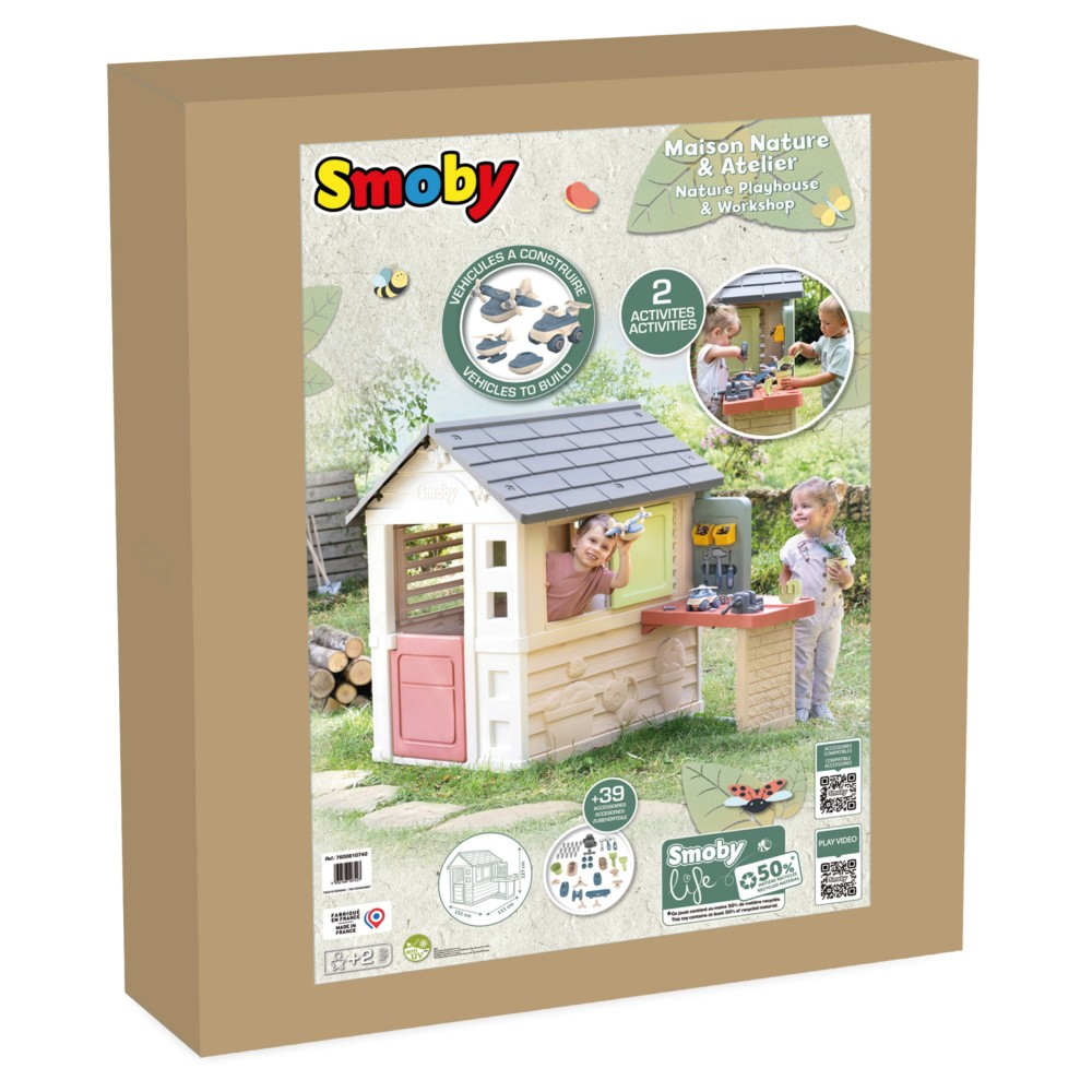 Садовый домик Smoby 810742 с мастерской и 39 аксессуарами для детей от 2 лет — фото 1