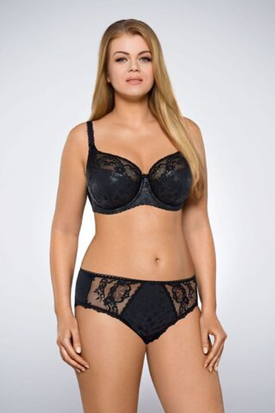 Бюстгальтер plus size с мягкими чашками с цветочным орнаментом (Размер: 75K) (Цвет: черный)