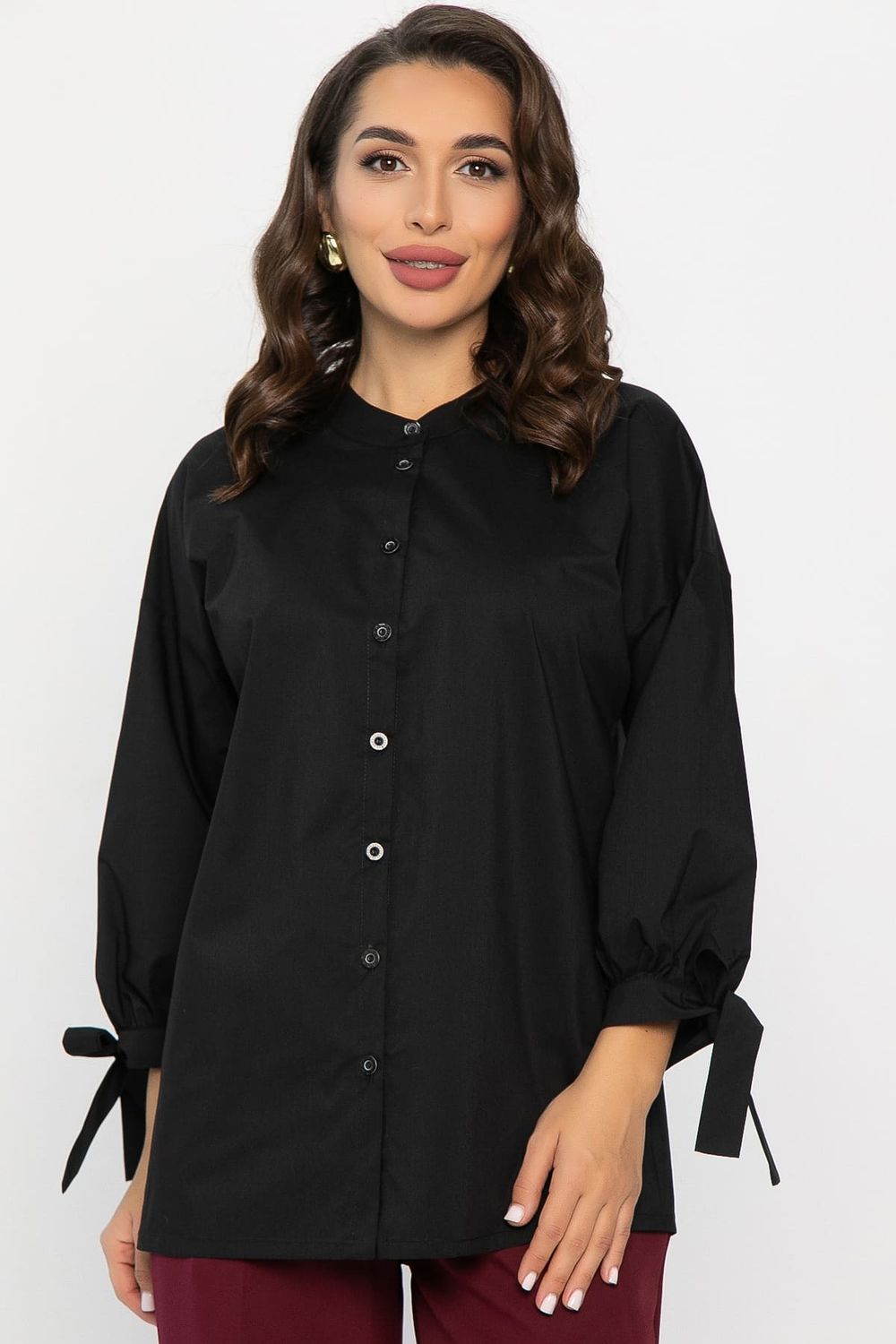 Блуза с завязками Ажур (черная) Б14387-10М LT Collection