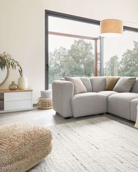 Тумба под ТВ Abilen шпон дуба и белый лак 150 x 44 cm