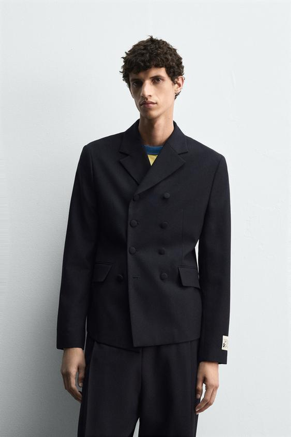 ZARA HARRY LAMBERT X DISNEY ДВУБОРТНЫЙ БЛЕЙЗЕР, МОРСКОЙ СИНИЙ