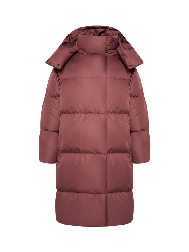 MIDI пуховик с объемным капюшоном, RED VELVET 🥀