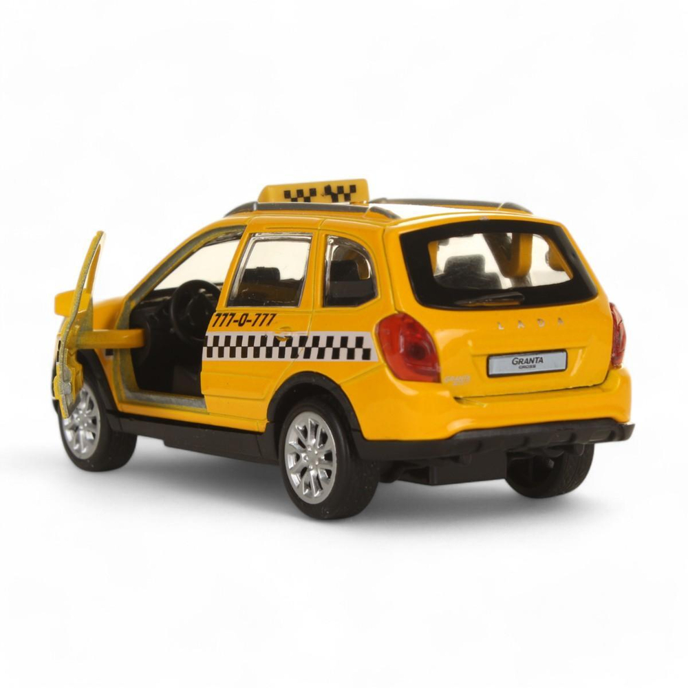 Модель ин. мет. "Lada Granta Cross 2019 такси" 12см, свет-звук, желтый,в коробка (Технопарк)