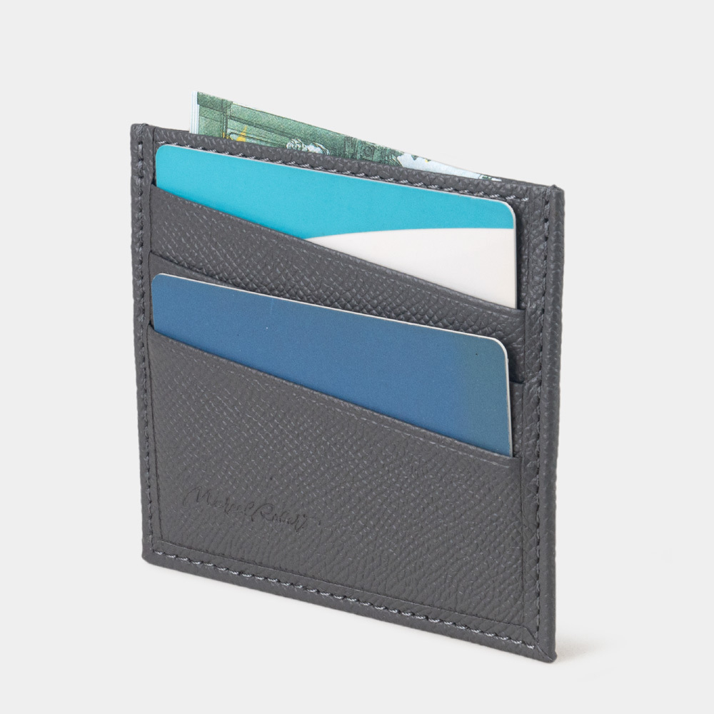 Картхолдер ручной работы из кожи сафьяно, серого цвета