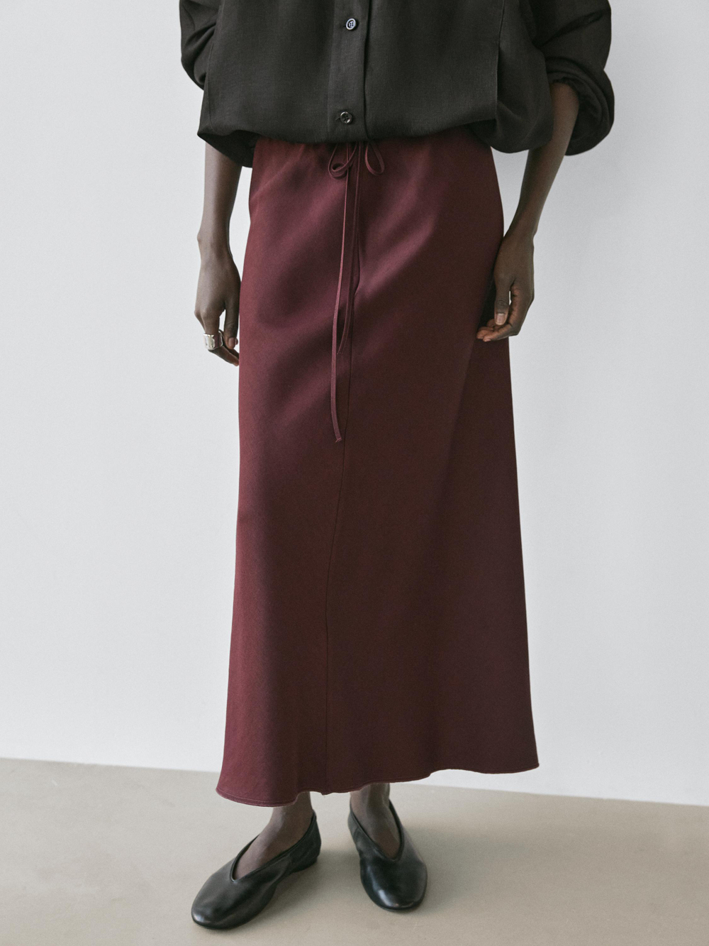 Massimo Dutti Юбка-парео миди, бордовый