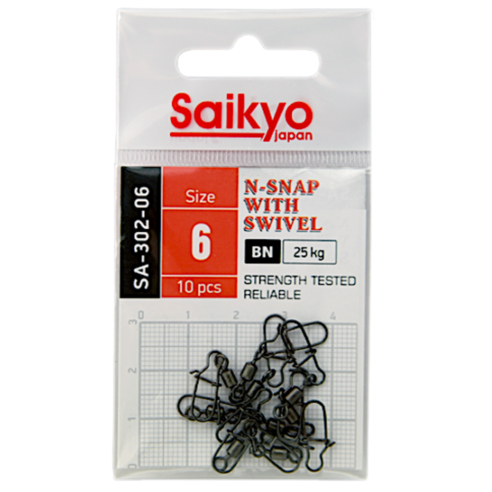 Вертлюг с карабином Saikyo SA-302-04 с застежкой Nice №04 25кг 10шт