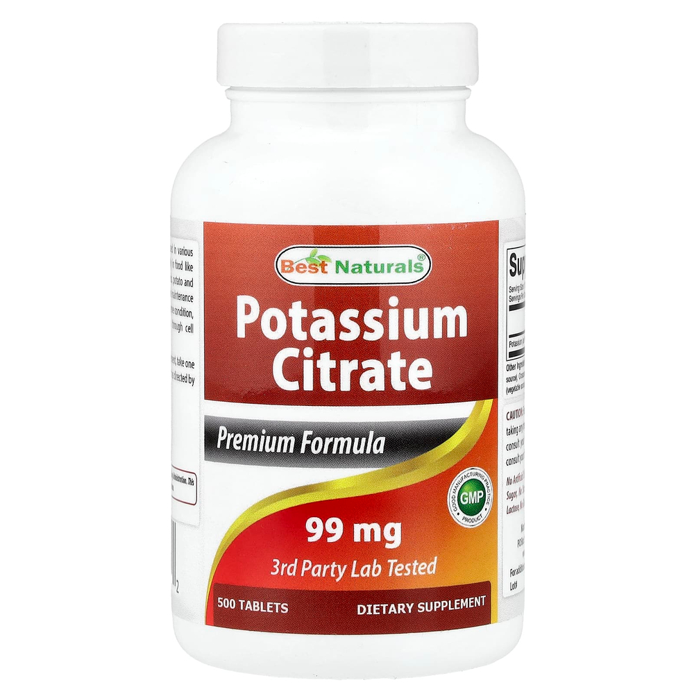 Best Naturals, цитрат калия, 99 мг, 500 таблеток