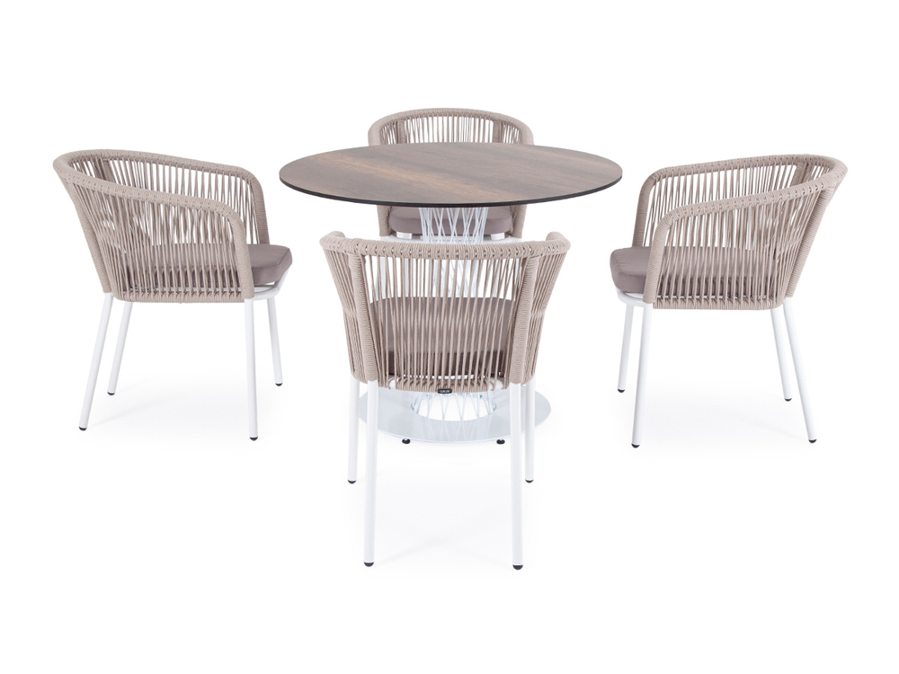 "Диего" обеденная группа на 4 персоны, круглый стол "дуб", цвет бежевый