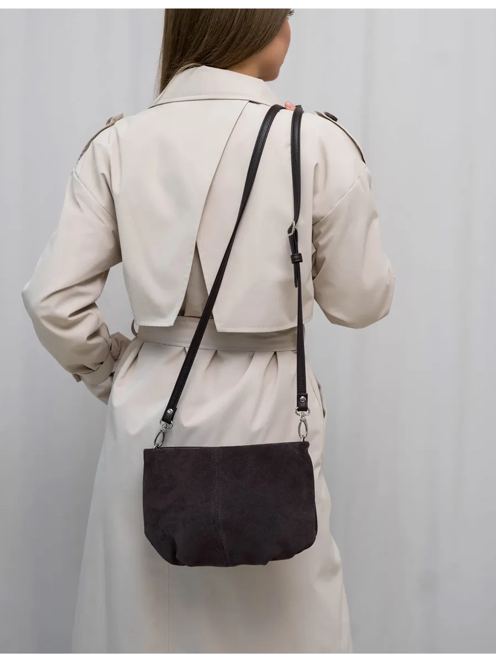 Сумка через плечо маленькая натуральная замша