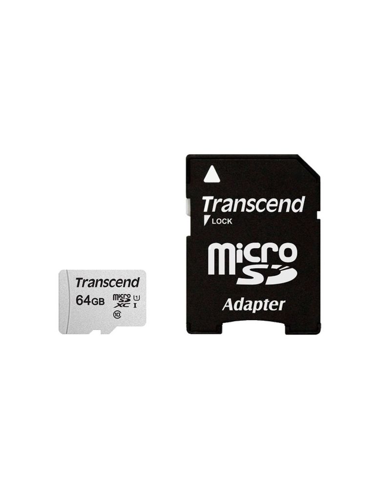 Micro SecureDigital 64Gb Transcend Class 10 TS64GUSD300S-A (MicroSDXC Class 10 UHS-I, SD adapter)