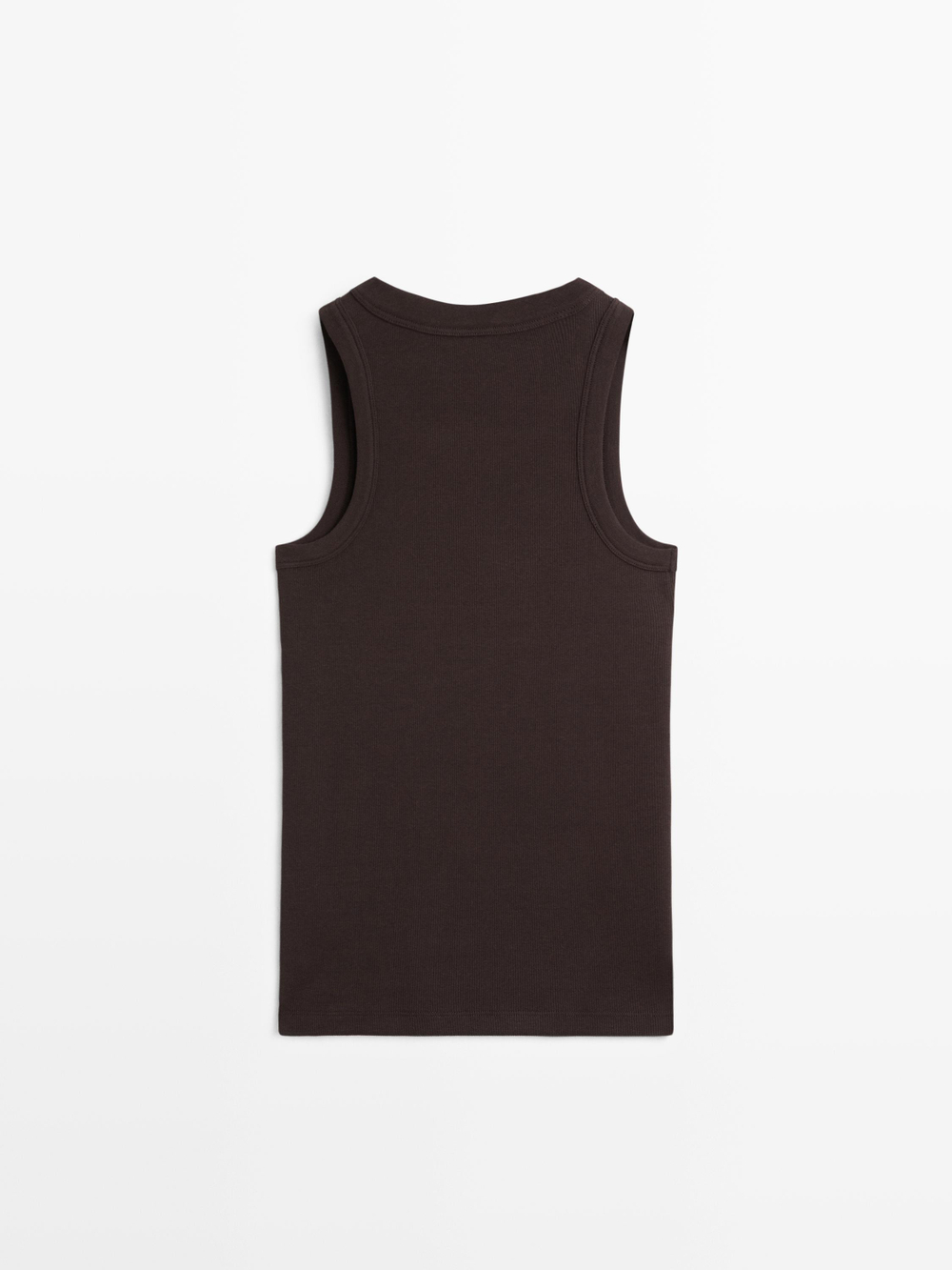 Massimo Dutti Футболка из смесовой хлопковой ткани, коричневый