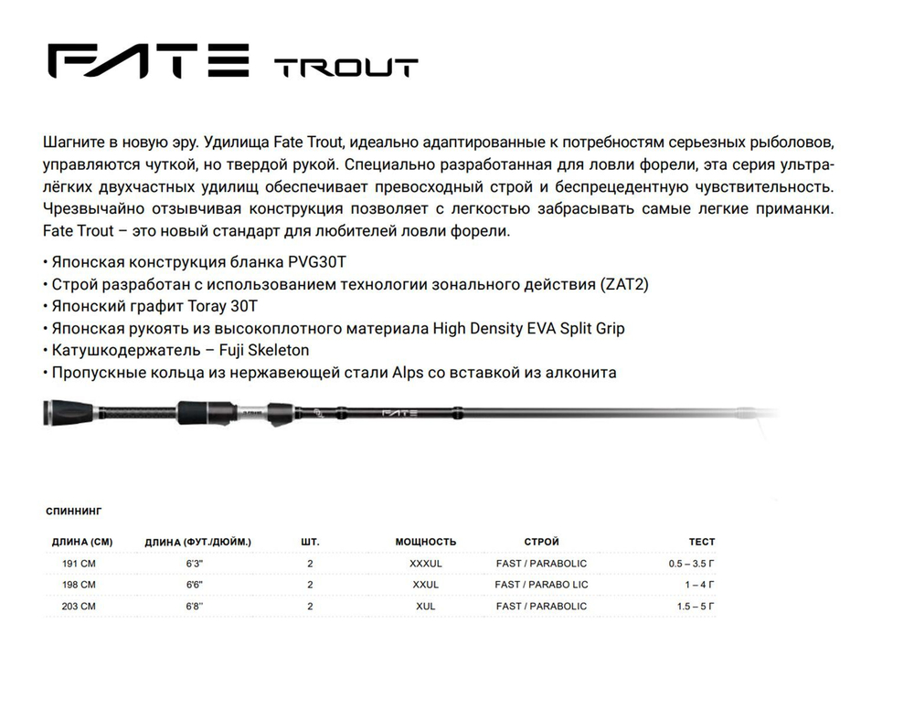 Спиннинг Fate Trout - 6'3" XXXUL 0,5-3,5g