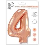 Шар (40"/102 см) Цифра "4" Розовое золото в упаковке / Four