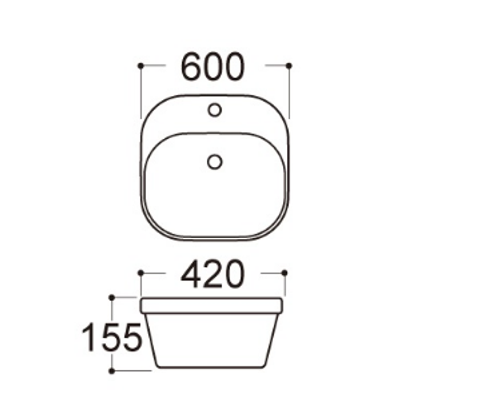 Раковина накладная Aquatek Амадео AQ5042-00 для установки на столешницу 500*420*155мм
