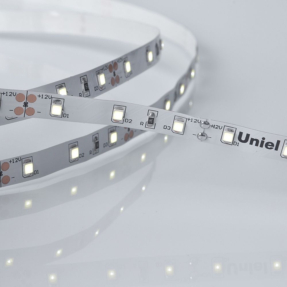 ULS-M11-2835-60LED-m-8mm-IP20-DC12V-4.8W-m-5M-6500K PROFI Гибкая светодиодная лента на самоклеящейся основе. Катушка 5м. в герметичной упаковке. Дневной свет 6500K. ТМ Uniel.